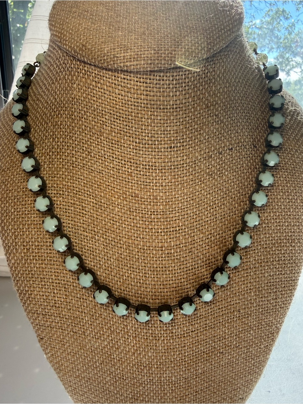 Sabika Classics Mint Green Pacific Opal Crystal Rivière Collet Choker Necklace